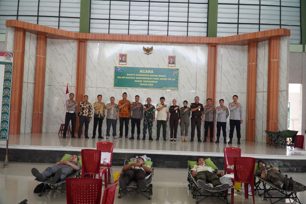 Kodim 1208/Sambas Gelar Bakti Kesehatan Donor Darah Jelang Hari Juang TNI AD
